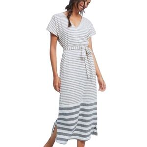 ANTHROPOLOGIE / Sunday In Brooklyn Grey White Striped Maxi Dress Medium